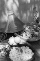 Lamb stew in a tagine creative background photo