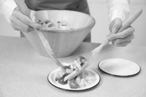 Person Serving Pasta Background wallpaper photo