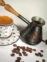 A cup of coffee on a table close view background Version 13 photo