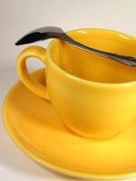 A cup of coffee on a table close view background Version 15 photo