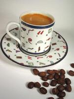 A cup of coffee on a table close view background Version 14 photo