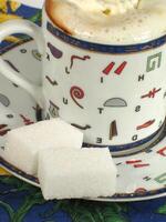 A cup of coffee on a table close view background Version 19 photo