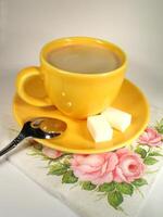 A cup of coffee on a table close view background Version 24 photo