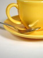 A cup of coffee on a table close view background Version 17 photo
