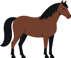 Brown horse standing gracefully in a flat, minimalist style art vector