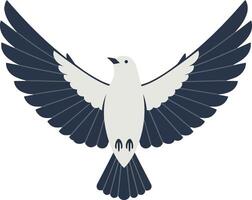 A majestic bird in flight with spread wings in a minimal flat design illustration vector