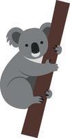Koala climbing a brown tree branch in flat and minimal art vector