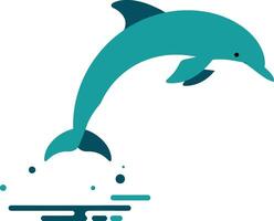Dolphin leaping gracefully above ocean waves in flat art style illustrating playfulness and vitality vector