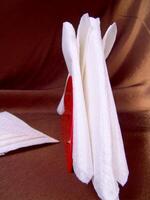 White napkins on a table close view creative wallpaper photo