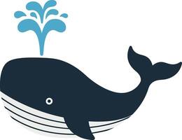 A playful whale breaching the surface with water splashes in minimal art vector