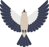 A graceful bird soaring with outstretched wings in a flat art style vector