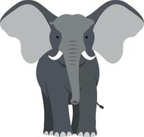 Majestic elephant standing proudly in a flat design style, showcasing its large ears and strong body, art vector