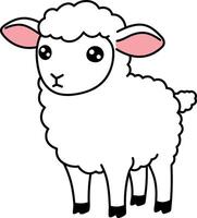 Cute fluffy sheep standing on four legs in a minimalistic style art vector