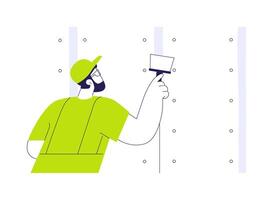 Drywall mudding and taping abstract concept illustration. vector