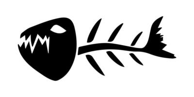 black fish skeleton design with sharp teeth vector