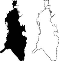 High Quality Nagawicka Lake Wisconsin Map Silhouette in Flat and Outline Versions vector