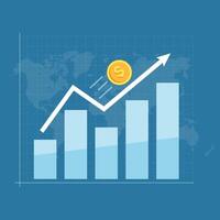 gold coins flying up stock data illustration vector