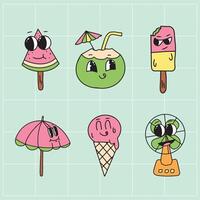 SUMMER ELEMENT DESIGN CHARACTER RETRO vector