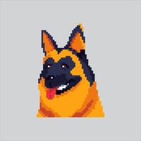 German Shepherd Dog Icon pixelated for the pixel art game and icon for website and game. old school retro. vector