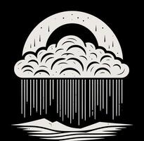 Black and white illustration of a cloud. vector