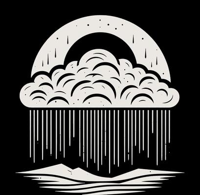 Black and white illustration of a cloud.