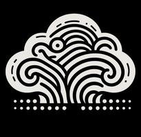 A black and white logo with a wave pattern vector