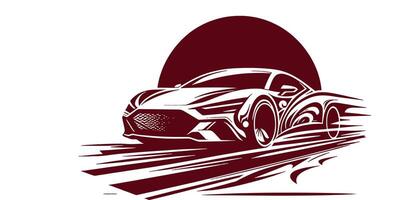 A car driving on the road with a white background vector
