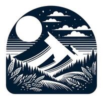 Mountain landscape with trees and a moon vector