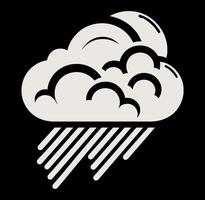 A black and white illustration of a cloud with rain vector