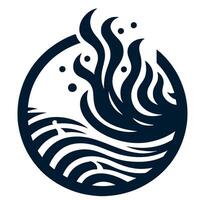 Fire with a boat in the middle of it vector