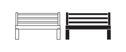 front view garden bench icon set vector
