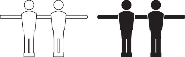 outline silhouette foosball player icon set vector
