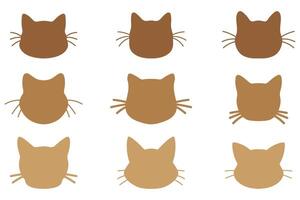 Cat Head Silhouette Icon Set in Various Styles vector