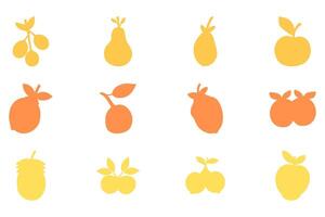 Fruit simple icon set. Food flat design vector