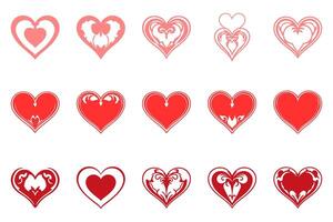 Antique Heart Shape Icon Set Designs and Styles vector