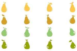 Pear Fruit Silhouette Icon Set vector