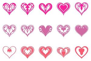 Antique Heart Shape Icon Set Collection vector