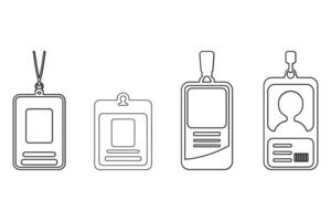 Name Tag Outline Icon Set in Various Styles vector
