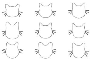 Collection of Cat Head Outline Icon Set vector