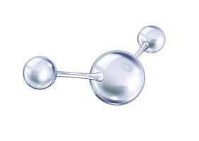Collagen molecule atomic structure realistic illustration. Interconnected atoms and bonds model 3d object on white background vector