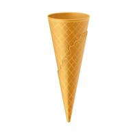 A detailed illustration of an empty wafer ice cream cone with a diamond pattern texture on a white background. This image emphasizes sharp detail and texture. vector