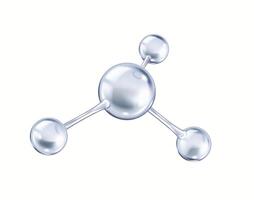 Pure collagen molecule structure from spheres realistic illustration. Connected atoms create chemical bonds 3d object on white background vector