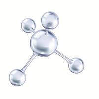 Rotating silver collagen molecule model realistic illustration. Atomic structure for students study 3d object on white background vector
