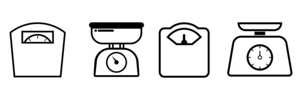 Scales icon set. Weight scale icon. Law scale icon. Justice vector