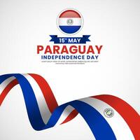 Paraguay independence day square banner background template with waving flag vector