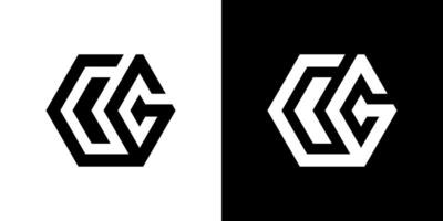 CG or GC initial letter logo design template vector