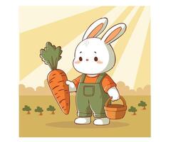 Easter with Charming Rabbit with Carrot vector