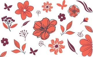 Elegant Orange Floral Pattern Botanical Design, seamless pattern with flowers vector