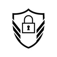Security Shield Lock Cyber Protection Line Art Icon for Apps and Websites vector