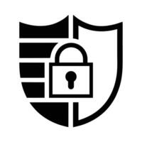 Cyber Security Shield Lock Line Art Icon for Digital Protection vector